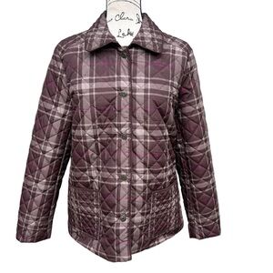 STUDIO WORKS QUILTED BROWN PLAID JACKET SIZE L
